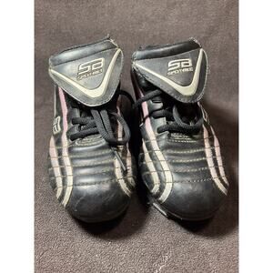 Girls Spot-Bilt Black With Pink And Silver Soccer Cleats Size 2 1/2